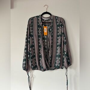 NWT- Collective‎ concepts- Bessy Surplice Dobby Top